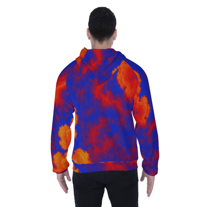 Men's Heavy Fleece Raglan Zip Up Hoodie With Pocket