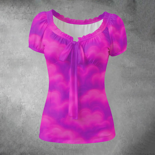 Women's Puff Sleeve Pleated Shirt