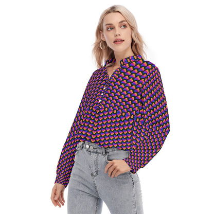 Women's Long Sleeve Blouse With Button Closure