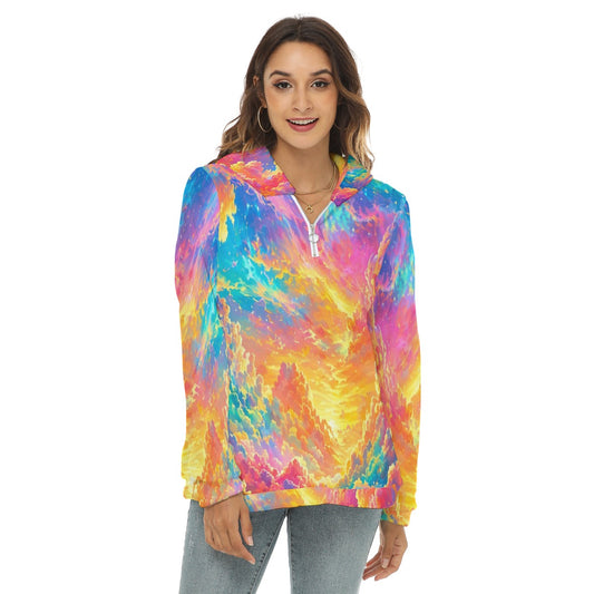 Women's Borg Fleece Hoodie With Half Zip