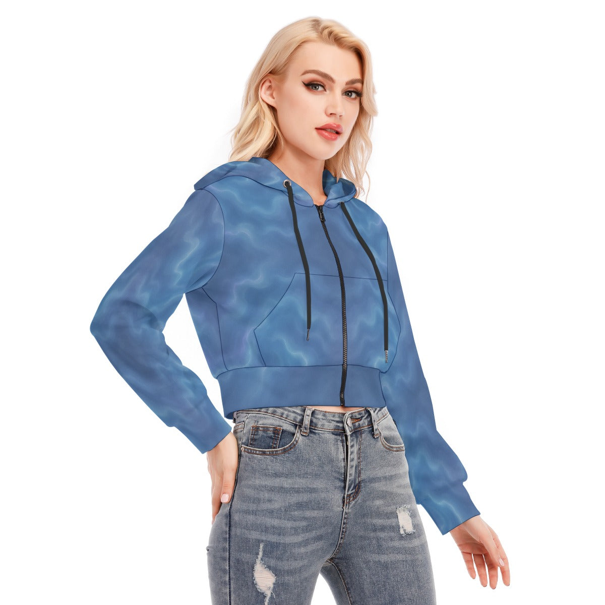 Women's Crop Top Hoodie With Zipper Closure