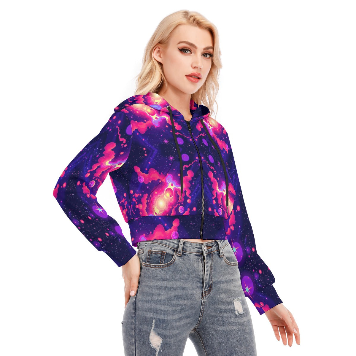 Women's Crop Top Hoodie With Zipper Closure