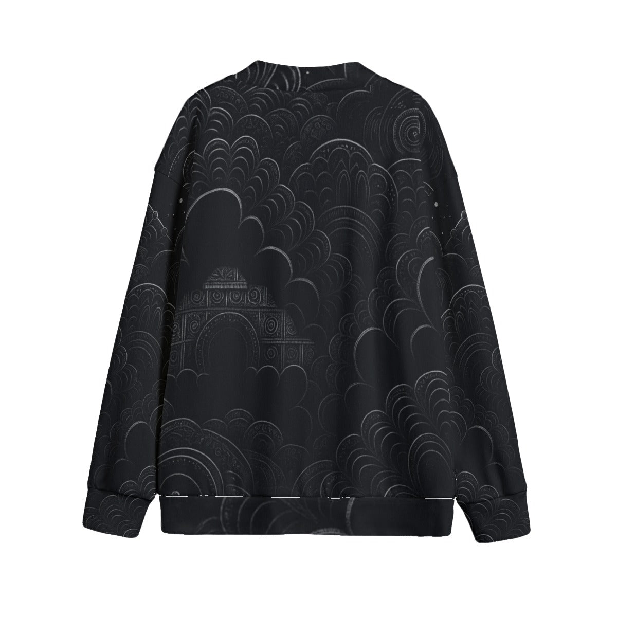 Unisex V-neck Knitted Fleece Cardigan With Button Closure