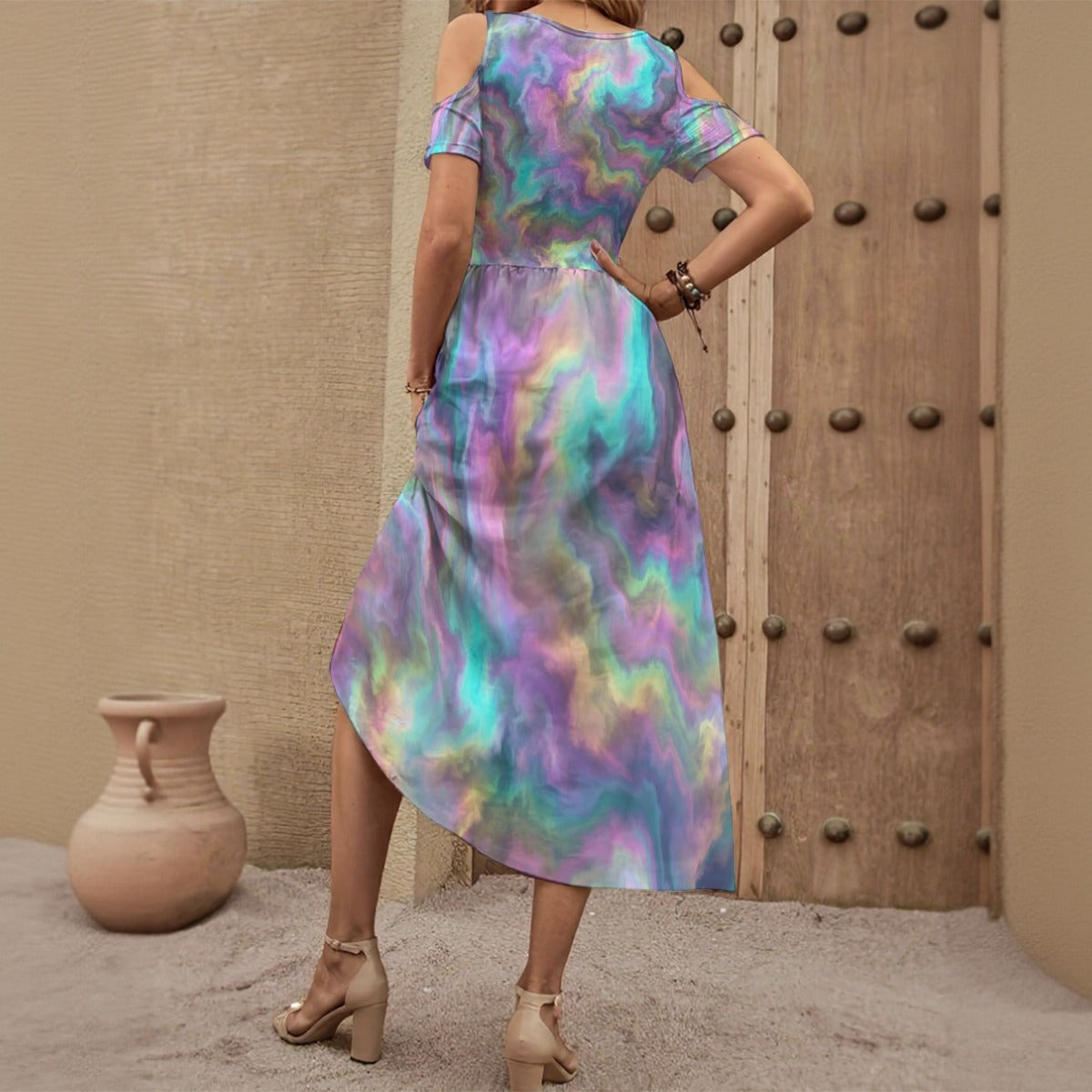 Women's V-neck Off-shoulder Dress