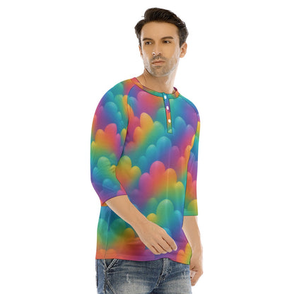 Men's Bracelet Sleeve T-shirt With Button Closure - view 2