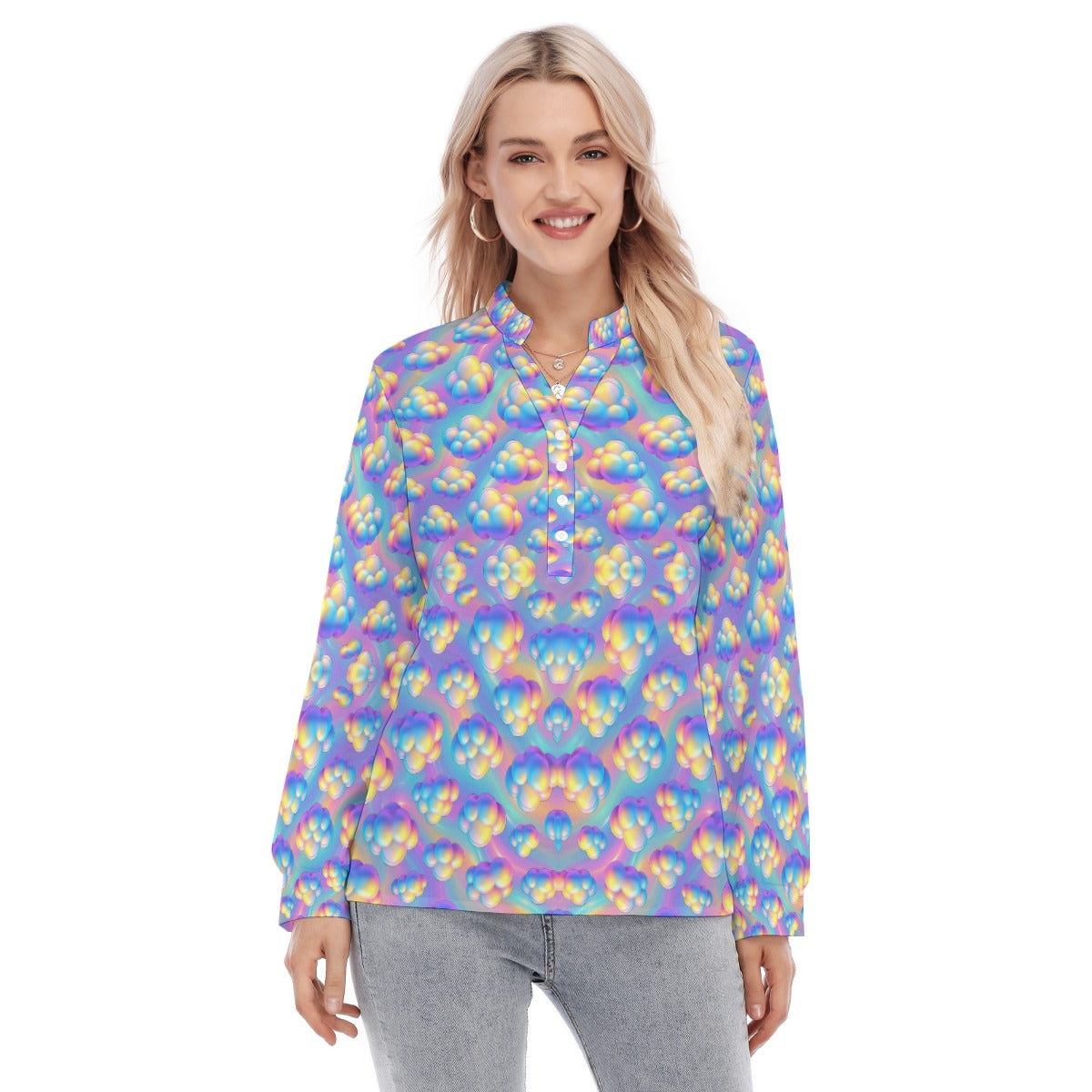 Women's Long Sleeve Blouse With Button Closure