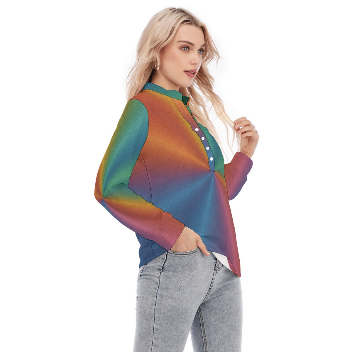 Women's Long Sleeve Blouse With Button Closure