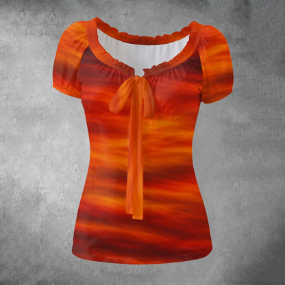 Women's Puff Sleeve Pleated Shirt