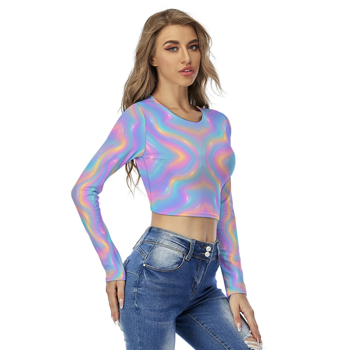 Women's Round Neck Crop Top T-Shirt