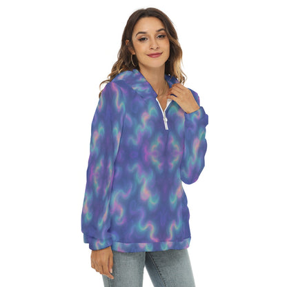 Women's Borg Fleece Hoodie With Half Zip