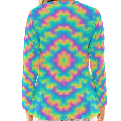 Women's Loose V-Neck T-Shirt With Long Sleeve