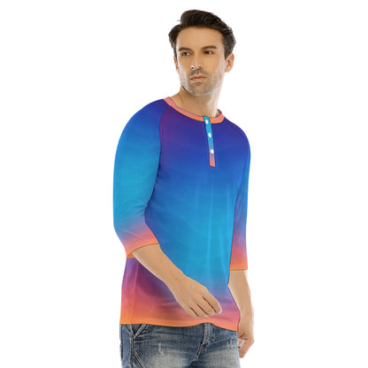 Men's Bracelet Sleeve T-shirt With Button Closure - view 2