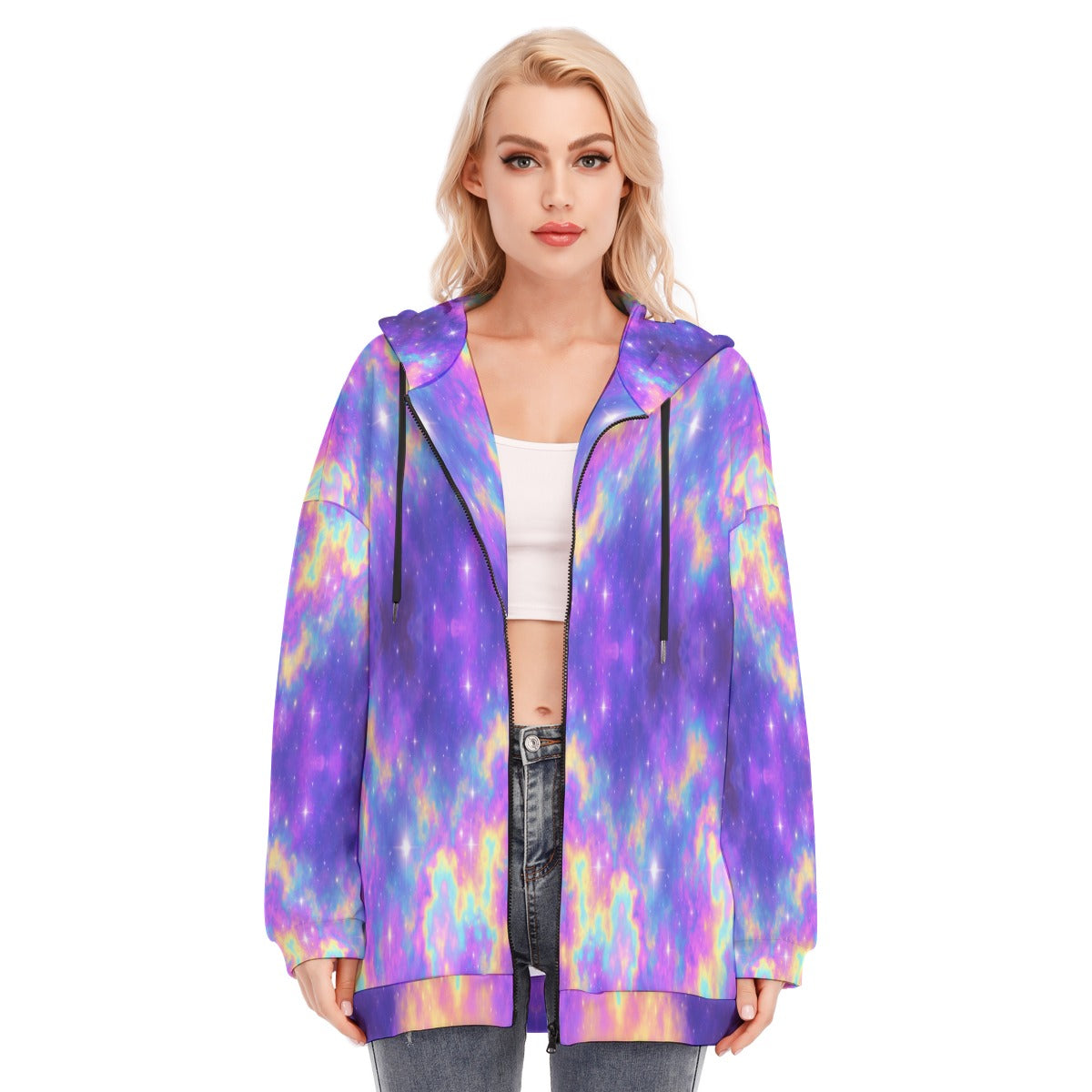 Women's Long Hoodie With Zipper Closure