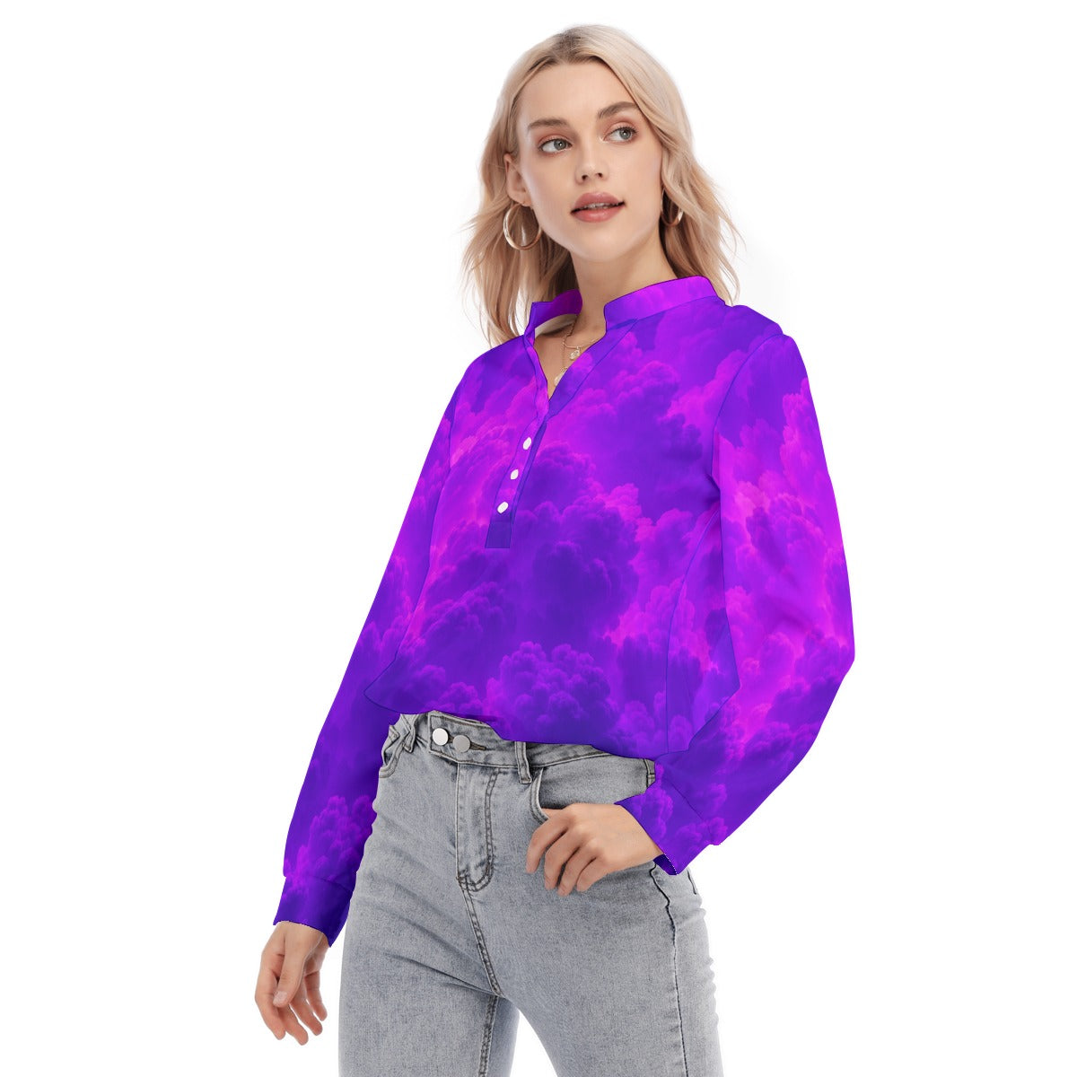 Women's Long Sleeve Blouse With Button Closure