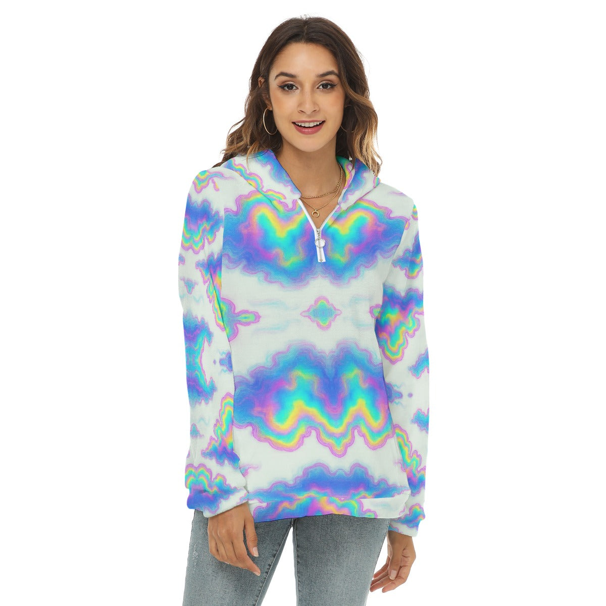 Women's Borg Fleece Hoodie With Half Zip