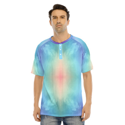 Men's Raglan Sleeve T-shirt With Button Closure