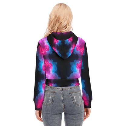 Women's Crop Top Hoodie With Zipper Closure