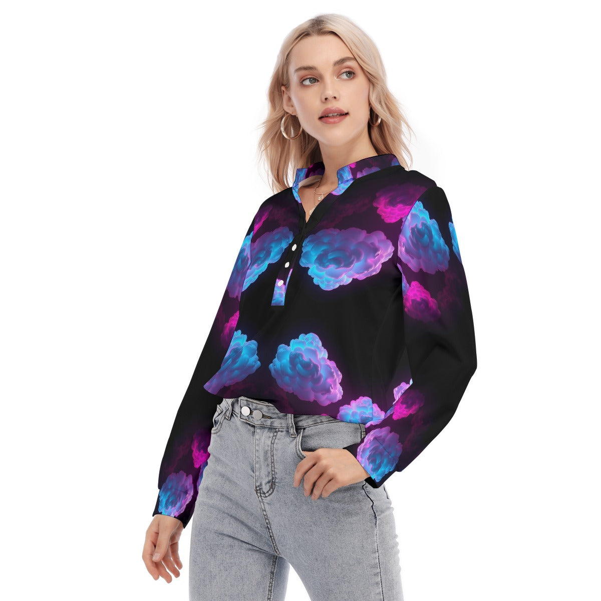 Women's Long Sleeve Blouse With Button Closure