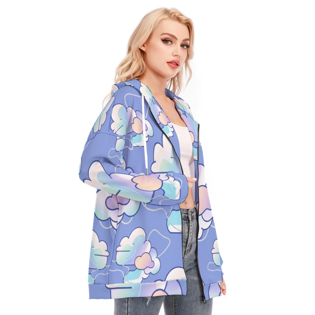 Women's Long Hoodie With Zipper Closure
