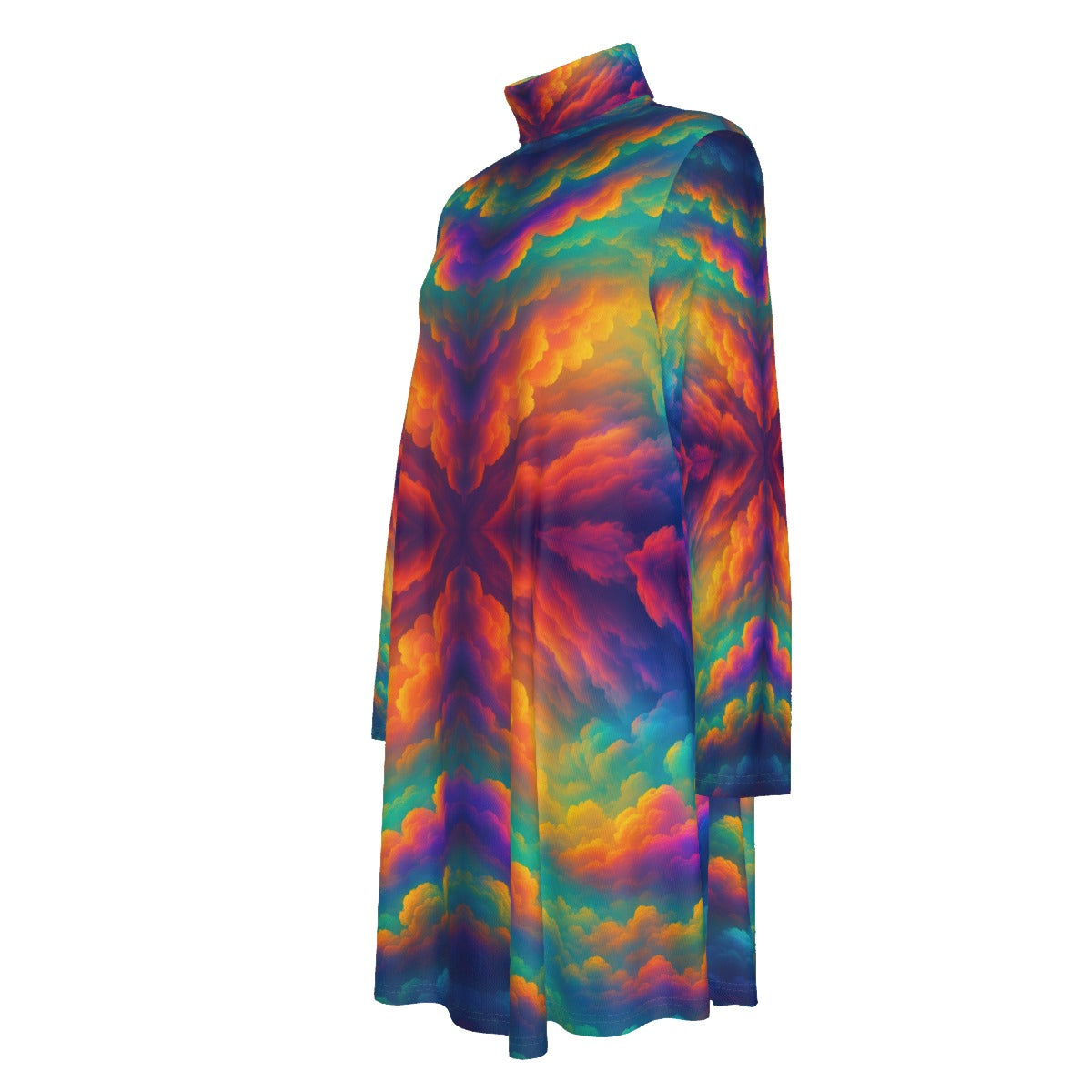 Women's High Neck Dress With Long Sleeve