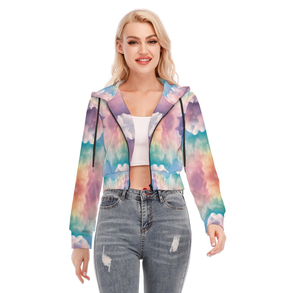 Women's Crop Top Hoodie With Zipper Closure