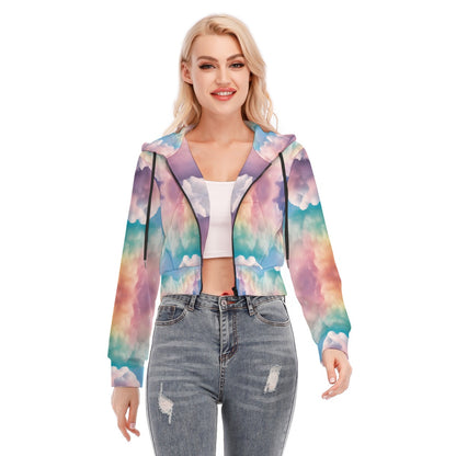 Women's Crop Top Hoodie With Zipper Closure