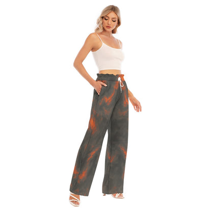 Women's Waist Fungus Edge Wide-leg Pants