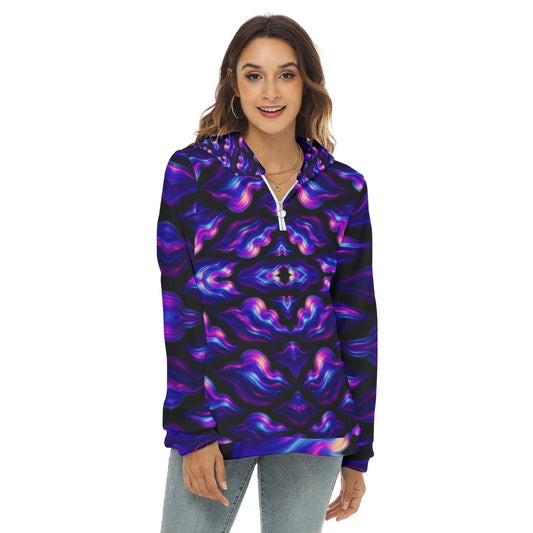 Women's Borg Fleece Hoodie With Half Zip