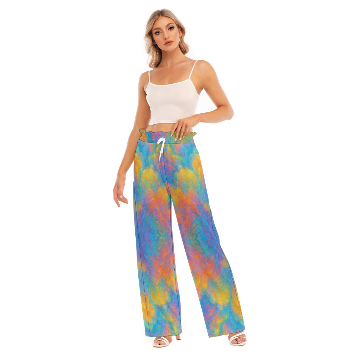 Women's Waist Fungus Edge Wide-leg Pants