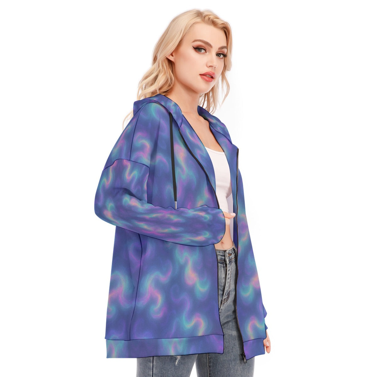 Women's Long Hoodie With Zipper Closure