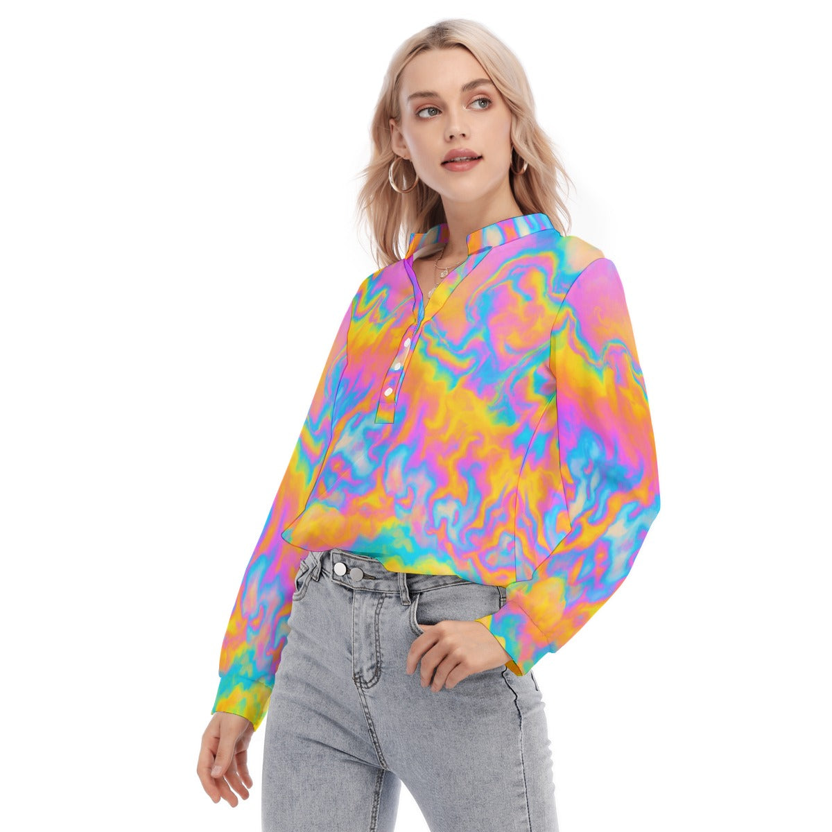 Women's Long Sleeve Blouse With Button Closure