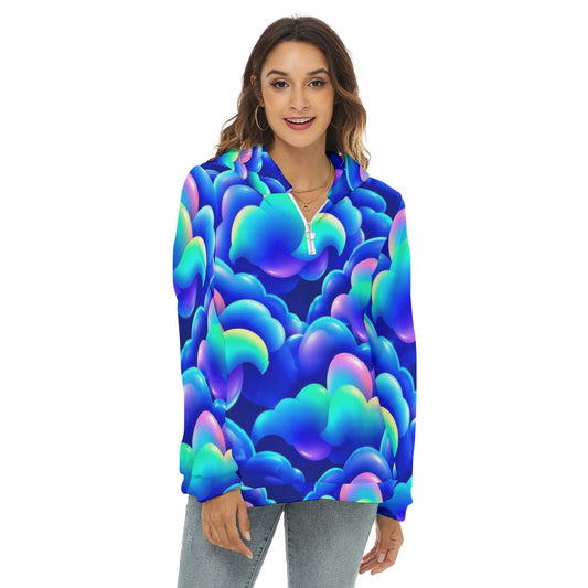 Women's Borg Fleece Hoodie With Half Zip