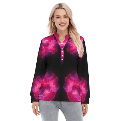 Women's Long Sleeve Blouse With Button Closure