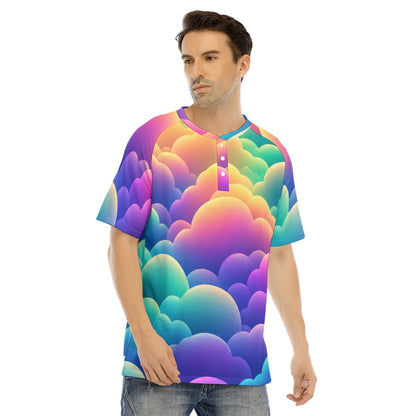 Men's Raglan Sleeve T-shirt With Button Closure