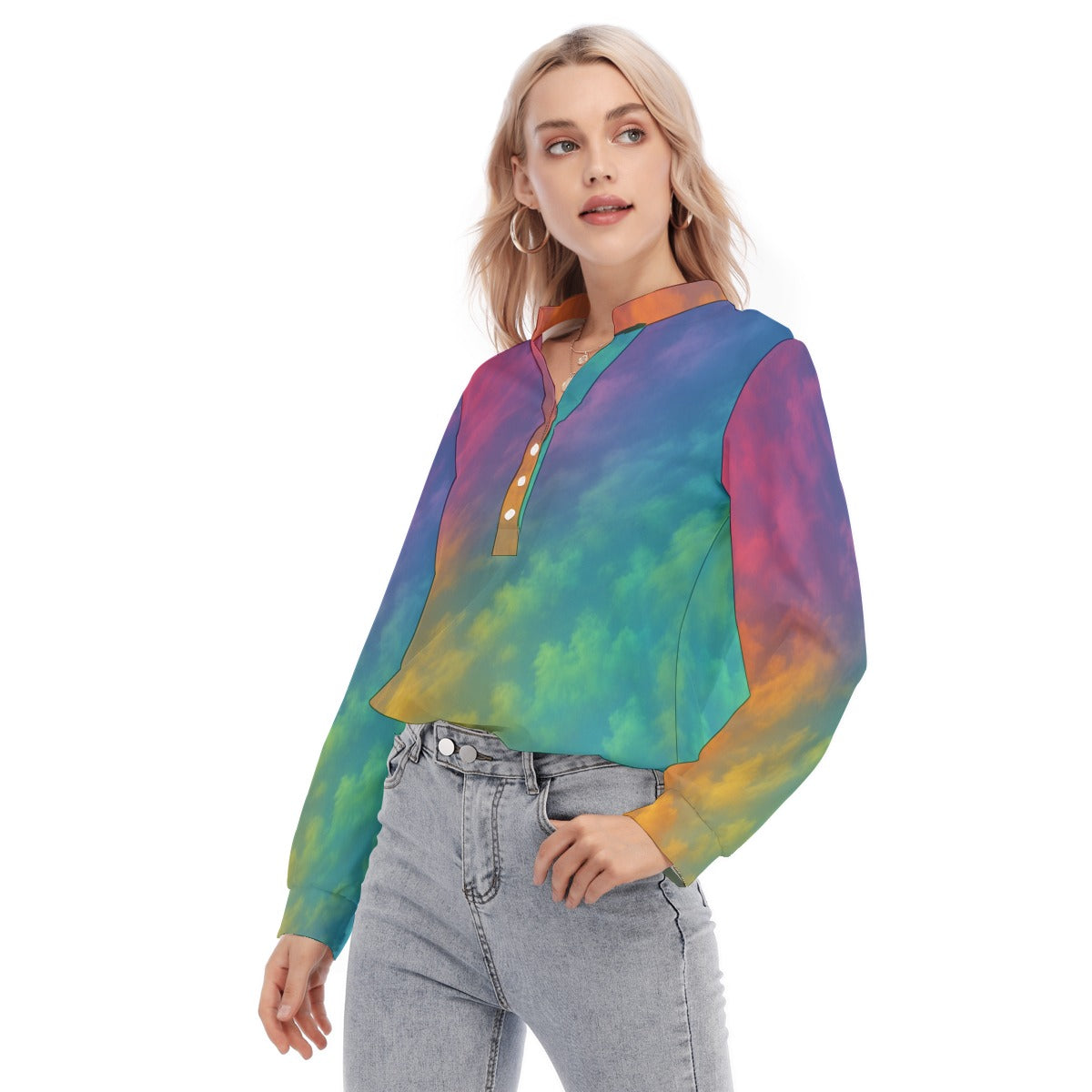 Women's Long Sleeve Blouse With Button Closure