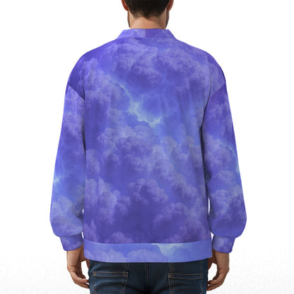 Unisex V-neck Knitted Fleece Cardigan With Button Closure