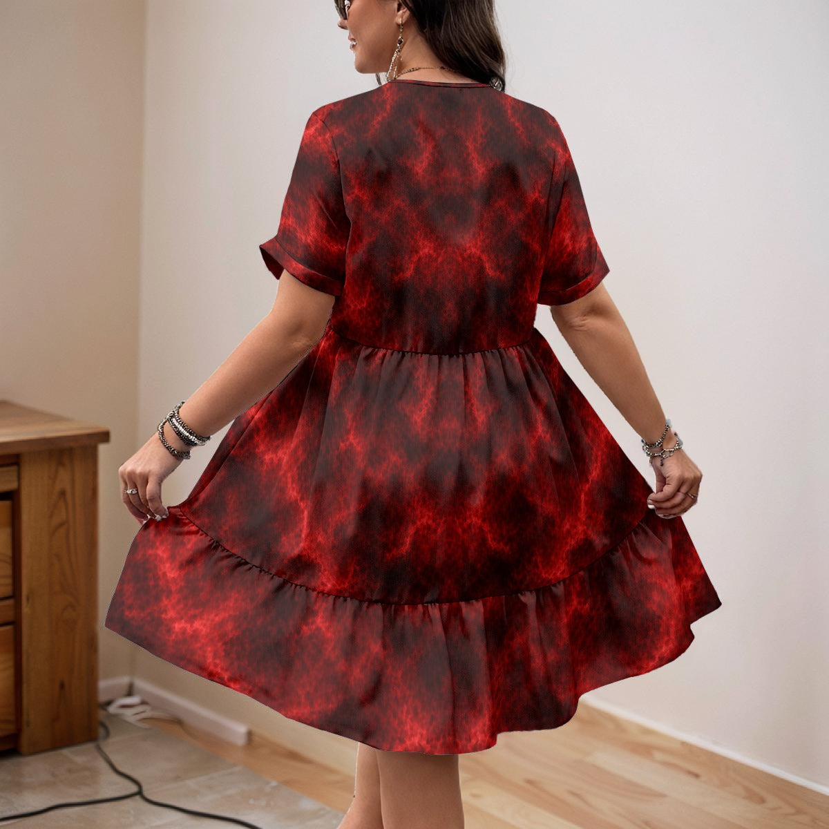 Women’s Floral V-Neck Short Sleeve Dress
