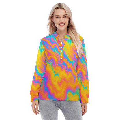 Women's Long Sleeve Blouse With Button Closure