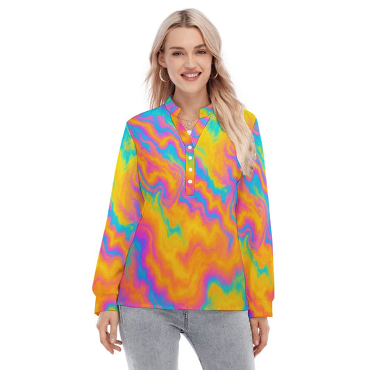 Women's Long Sleeve Blouse With Button Closure