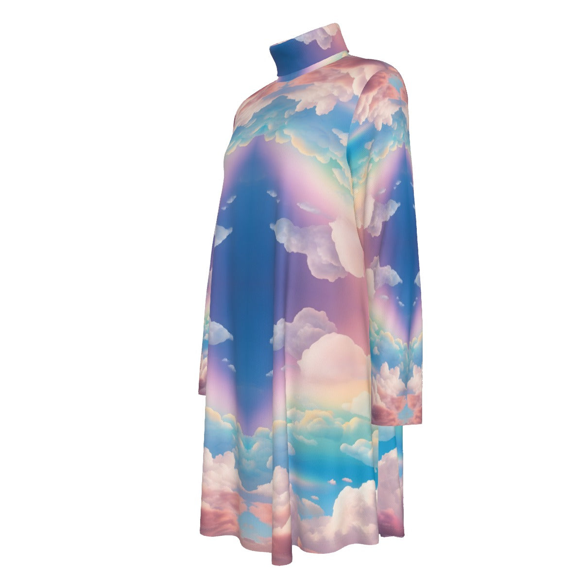 Women's High Neck Dress With Long Sleeve