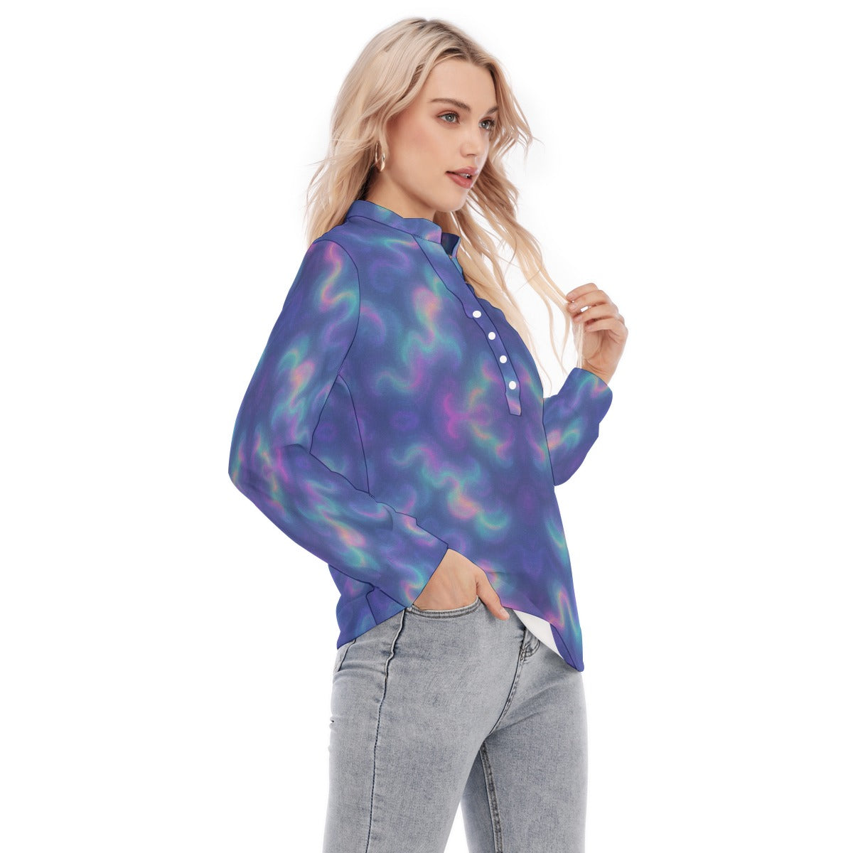 Women's Long Sleeve Blouse With Button Closure