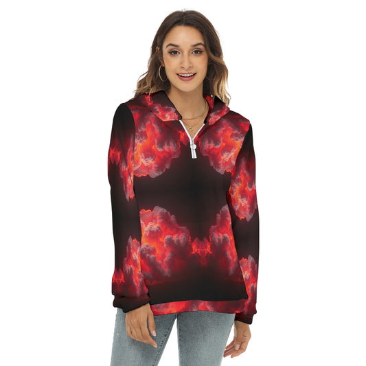 Women's Borg Fleece Hoodie With Half Zip