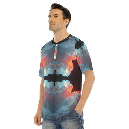 Men's Raglan Sleeve T-shirt With Button Closure
