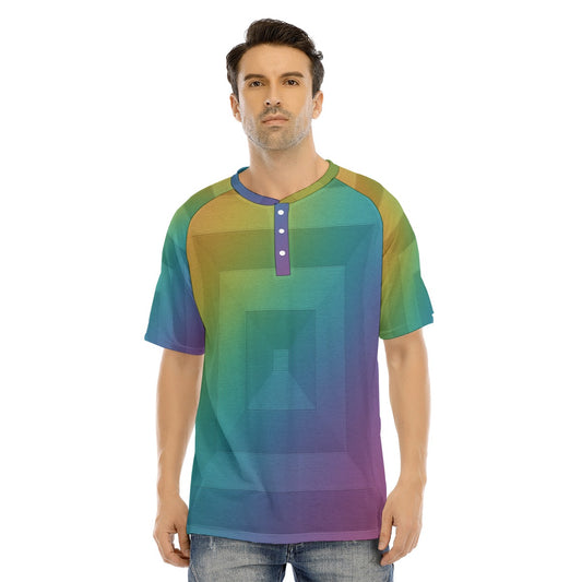 Men's Raglan Sleeve T-shirt With Button Closure