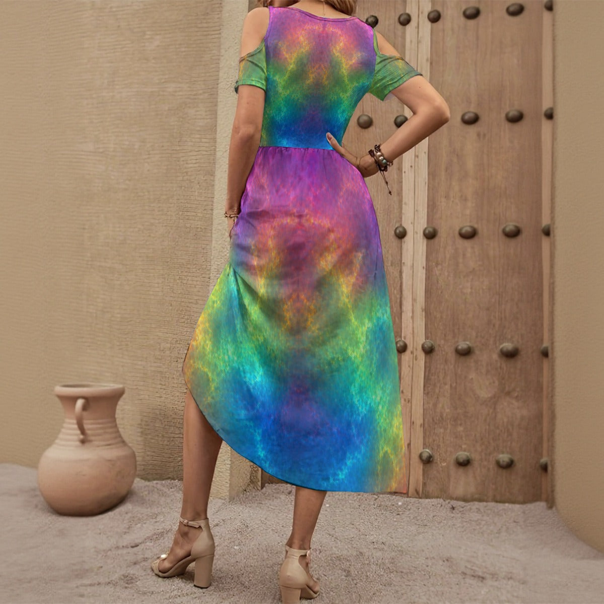 Women's V-neck Off-shoulder Dress