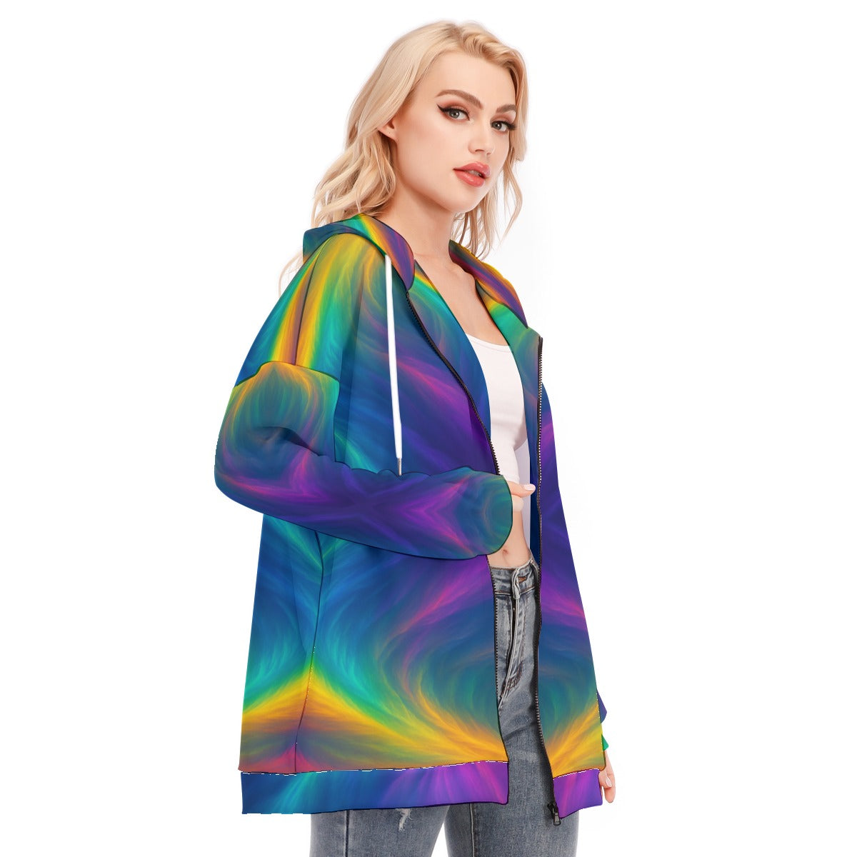 Women's Long Hoodie With Zipper Closure