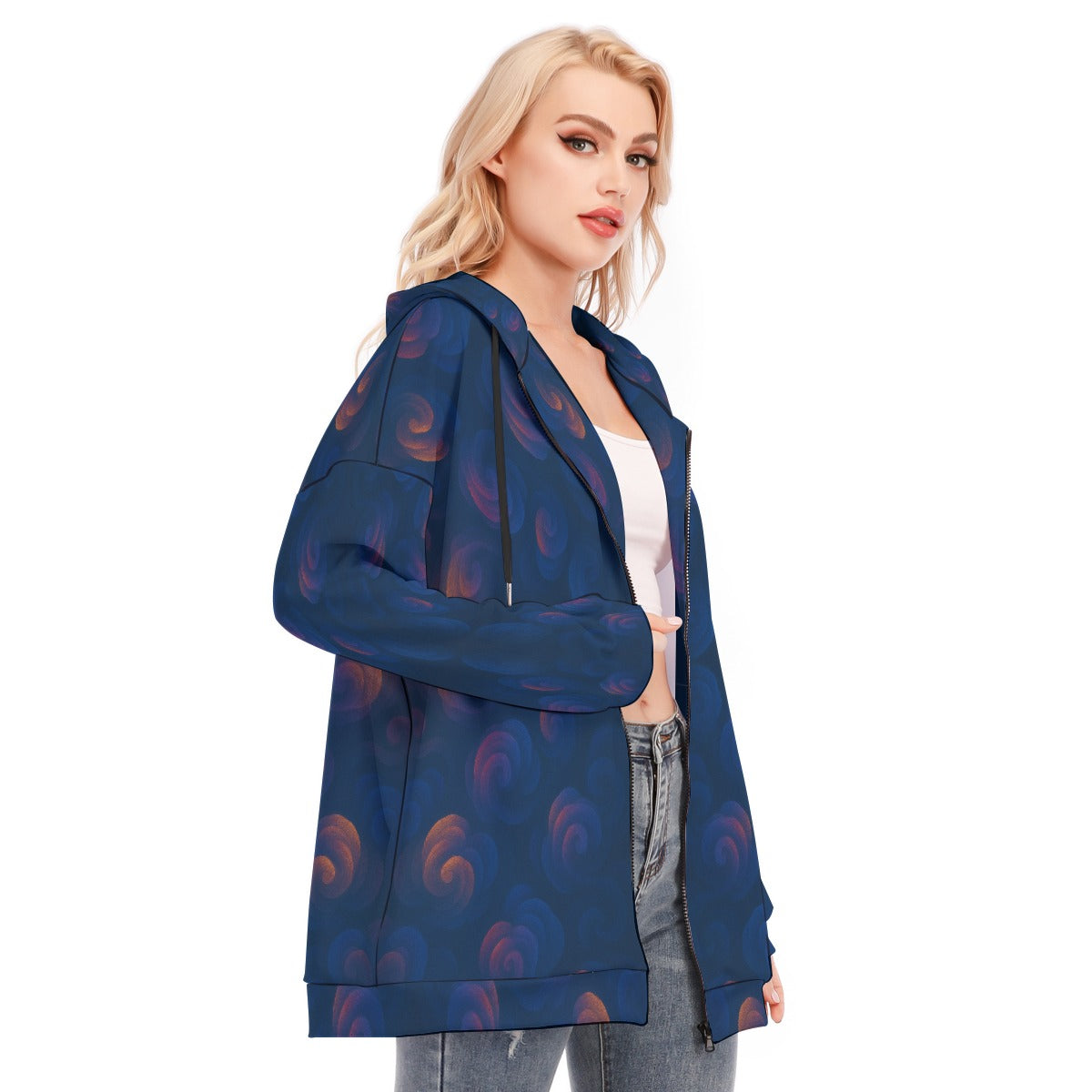 Women's Long Hoodie With Zipper Closure