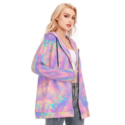 Women's Long Hoodie With Zipper Closure