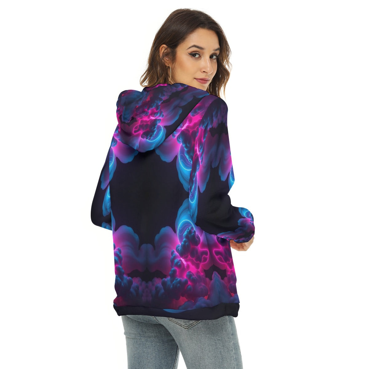 Women's Borg Fleece Hoodie With Half Zip