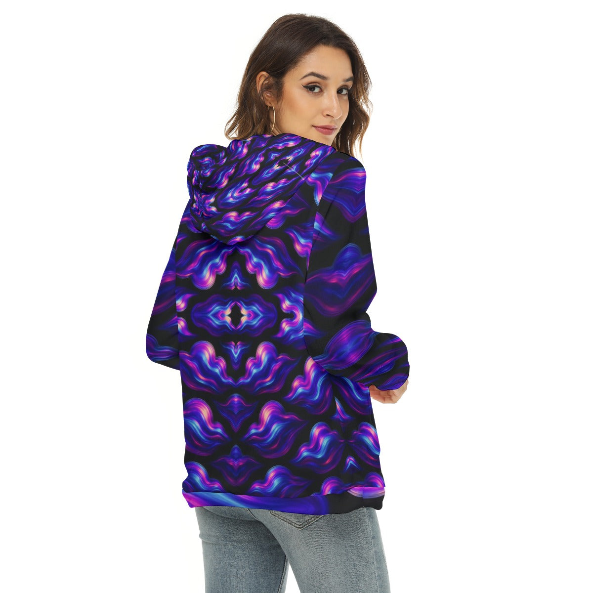 Women's Borg Fleece Hoodie With Half Zip